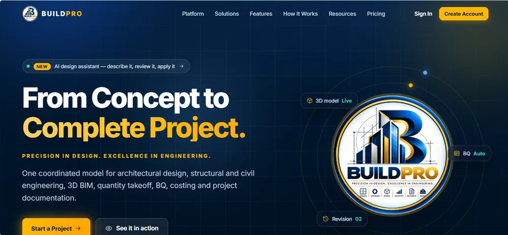 BuildPro platform home page